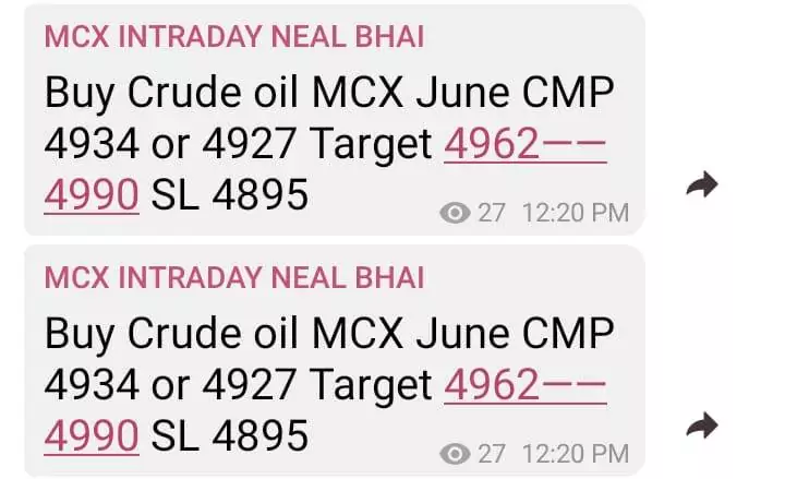 MCX Tips Crude Oil