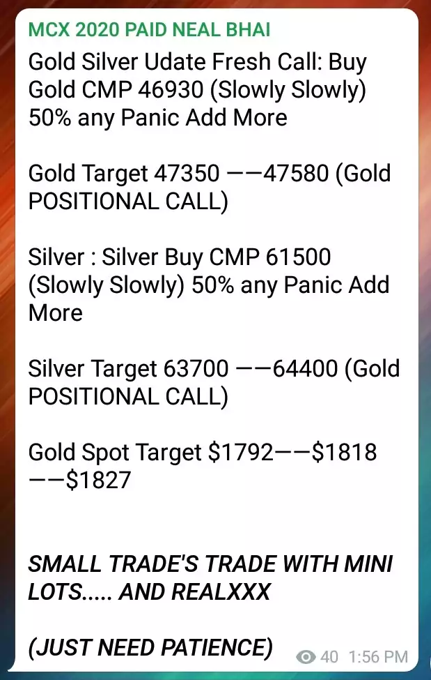 MCX Gold Silver Buy Call